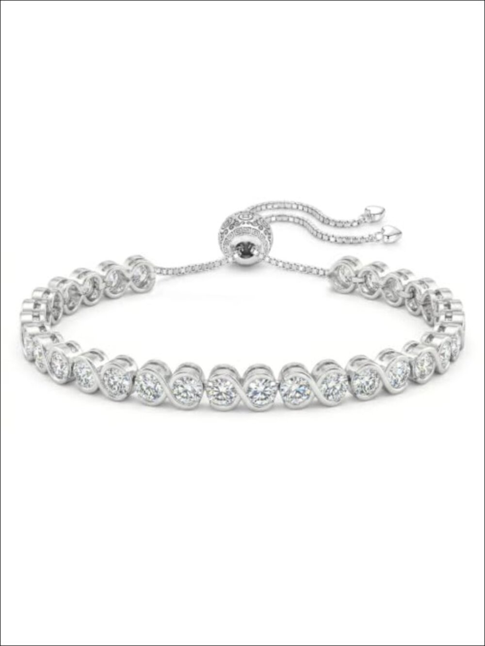 11.1ct Infinity Moissanite Tennis Bracelet, 925 Sterling Silver Plated White